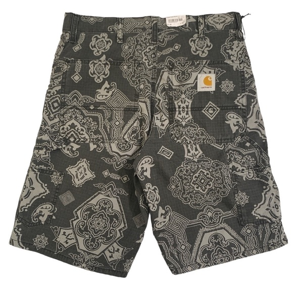 NWT Carhartt WIP Single Knee Short Columbia Ripstop Black Heavy Stone Wash - Picture 4 of 12